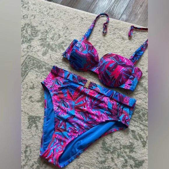 NWOT ruby red wild times Lilly Pulitzer two piece swim suit - Picture 4 of 9